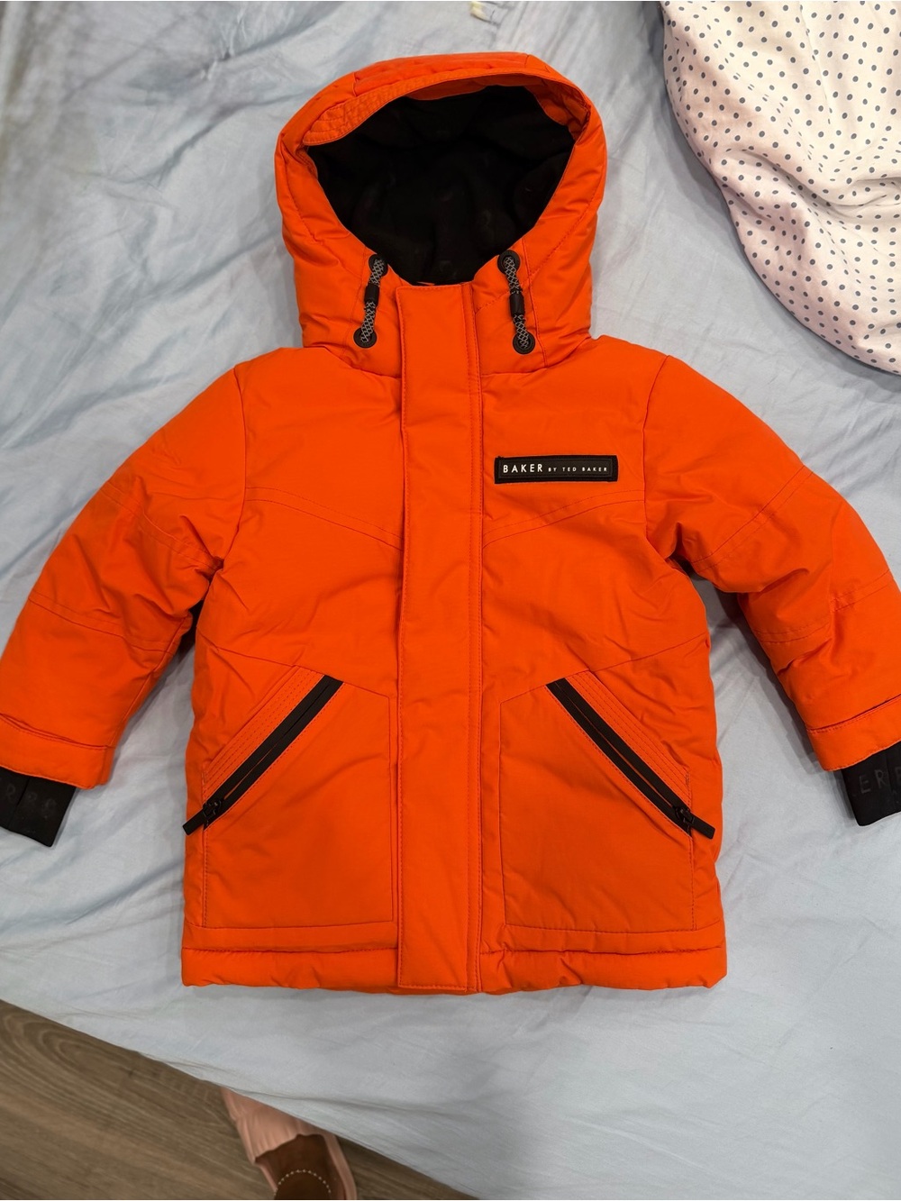 Ted Baker Bright Orange Hooded Puffer Jacket for Kids